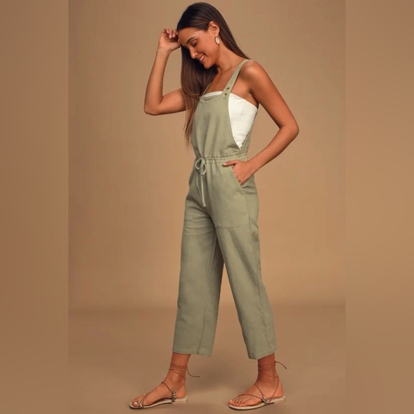 Verona Sage Green Drawstring Wide-Leg Jumpsuit - Picture 4 of 4